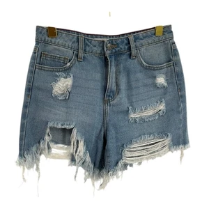 Cello Women Size S Light Wash Distressed Ripped Denim Jean Shorts High Rise - Picture 1 of 6