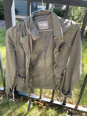 Charlotte Russe Womens XS Army Military Cargo Jacket Olive Green Pockets Hooded - Image 1 of 4