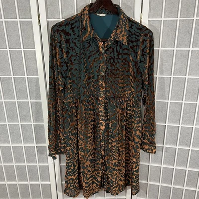 Jodifl Size Medium Velvet Burnout Babydoll Button Up Dress Wimsigoth Fairycore — 第 1/4 张图片