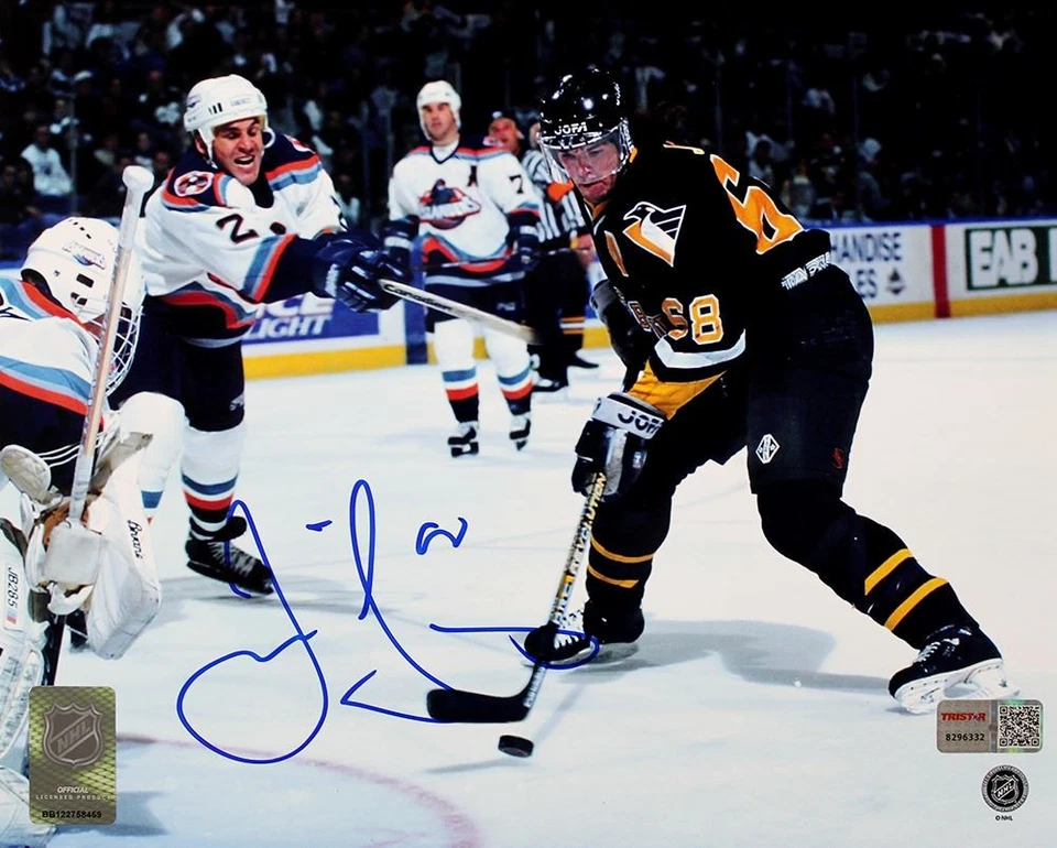 Foto autografiada de Jaromir Jagr Pittsburgh Penguins vs Islanders 8x10 TRISTAR Foto 1 de 1