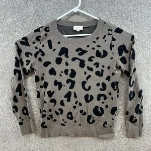 Loft Women's Sweater Size Medium Gray Black Animal Print Long Sleeve - Picture 1 of 10