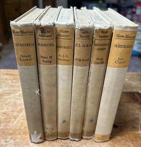 The Master Musicians 1940s 6 Book Bundle Elgar, Handel, Schubert etc - Foto 1 di 5