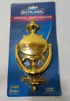 Golpeador de puerta de latón liso brillante Schlage: modelo SC2-3107-605 nuevo sellado Foto 1 de 4