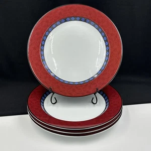 Dansk Quiltings Ruby Flowers Set Of (4) 11”  Dinner Plates Stoneware •READ• - Picture 1 of 21