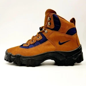 Vintage Nike ACG Hiking Boots 90s Womens Sz 8 Brown Brown Blue GoreTex Excellent - Picture 1 of 23