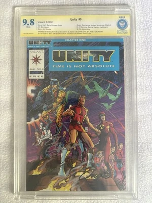 UNITY #0 - VALIANT 漫画 - CBCS 9.8 R.I.P. 签名 吉姆鞋,莱顿,杰克逊 — 第 1/4 张图片