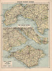 1930 Mappa ~ Inglese Passeggero Centri ~Cornish Riviera~ Isola Di Wight New