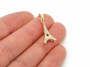 1.20Ct Round Cut Lab-Created Diamond Women's Eiffel Tower 14K Yellow Gold Plated - Foto 1 di 6