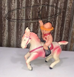 Rare Vintage UNKNOWN MAKER Japan Celluloid Horse, Cowboy and Lasso Wind-Up Toy - Picture 1 of 8