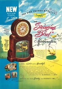 Relojes de manto animados 1950 - Anuncio impreso vintage: hoja de catálogo de 2 caras - Imagen 1 de 2