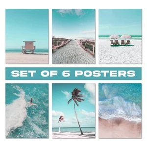 Set of 6 Beach Posters - Relaxing Ocean Views for Home Decor & Coastal Wall Art - Picture 1 of 8