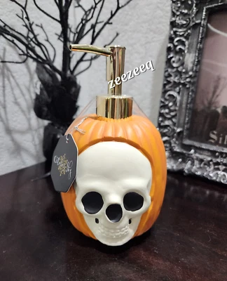 October Sky Halloween 3D caveira abóbora loção dispensador de sabão banheiro novo - Imagem 1 de 4