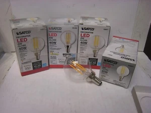 4 LED Satco Lighting #S29871 4W Globe 40 Watt Equiv. Candelabra base bulbs - Picture 1 of 6