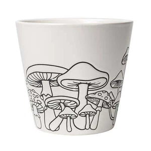 Round Ceramic Mushroom Planter w/Drainage Hole Durable Flower Pot Indoor Outdoor - Picture 1 of 8