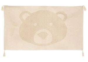 Teppich Kinderteppich Bär 60x90cm mit Fransen Kinderzimmer Deko Dekoration Beige - Bild 1 von 4