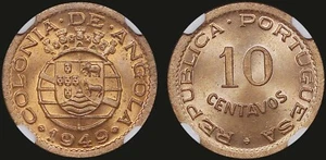 1949 Angola 10 Centavos NGC MS65 RD - Bild 1 von 1