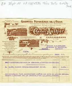 Dépt 11 - Carcassonne à l'ile - Très Belle Entête Grandes Pépinières 07/02/1934 - Picture 1 of 1
