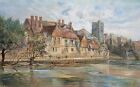 Oil painting River-Scene-at-Maidstone-Kent-Frederic-William-Burton-Oil-Painting