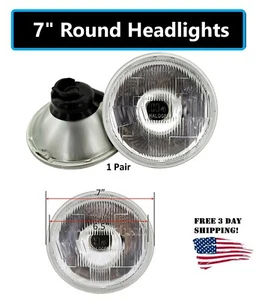 1 PAR DE FAROS DE VIDRIO REDONDO 7" H6024/H6017 H4 FAROS DE CONVERSIÓN COCHE CLÁSICO - Imagen 1 de 6