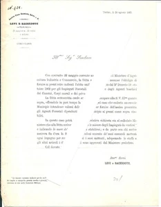 crv 116 1863 LEVI E SACERDOTE TORINO - Fornitura vestiario al Comune di Perugia - Foto 1 di 3