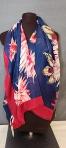 NWT Talbot's Pink Blue White Floral Colorful Long Scarf Wrap MSRP $44.50 27"x56" - Picture 1 of 8