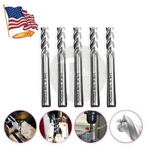5 Stck. 1/4 Zoll HSS gerader Schaft Spirale 4 Flöten Schaftfräser Fräser CNC Bohrer Bit Werkzeug - Bild 1 von 8