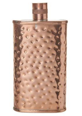 JACOB BROMWELL 10 oz. Handmade Roosevelt Copper Flask Hand-Hammered  NEW - Image 1 of 4