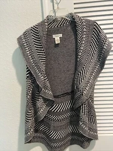 John Paul Richard Women Petite PXL Cardigan Sweater Drape Open Front Chenille - Picture 1 of 9