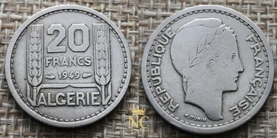 Coin Algérie – 1949 – 20 francs Turin – VF - Image 1 of 3