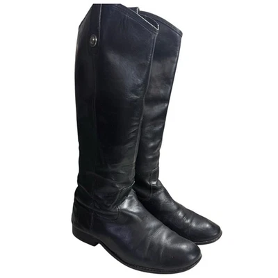 Botas Negras Frye Cuero Melissa Botón Montar Talla 7B Hechas en México Foto 1 de 4