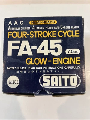 Vintage SAITO FA-45 4-Stroke R/C Airplane Engine NOS Complete - Image 1 of 4