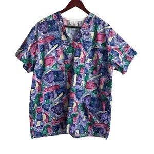 Peaches Uniform Scrubs Women Top XL Medical Uniform Nurse Work Dental Casual - Picture 1 of 10