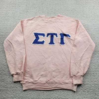 Sudadera De Colección Sigma Tau Gamma Cuello Redondo Para Hombre Mediana Rosa Letras Griegas Años 80 Foto 1 de 4