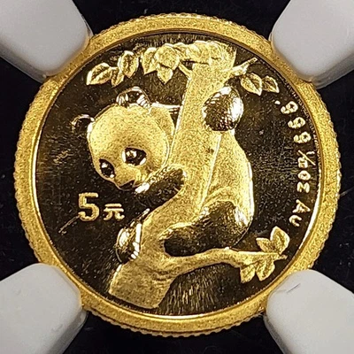 Oro 1996 pequeña fecha China 1/20 oz Panda 5 yuanes | NGC MS69 Foto 1 de 3