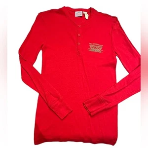 Vintage Levi’s Red Henley Long Sleeve Shirt Youth Large 16/18 Made in USA - Picture 1 of 8