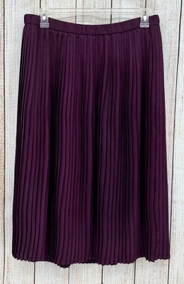 Falda Plisada Eileen Fisher Talla 12 Púrpura Pasas Poliéster Reciclado Midi Nueva con Etiquetas Foto 1 de 4