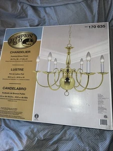 Brand New Hampton Bay Brass Finish Chandelier 170 635 - Picture 1 of 7