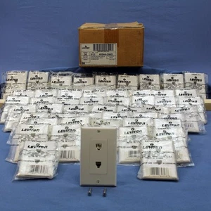 Leviton 40944-WD White Decora Dual Telephone Jacks Wallplates 6P4C 625B3 50-Pack - Photo 1/7