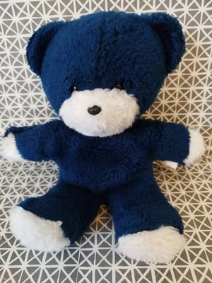Peluche doudou ours bleu marine blanc vintage 25 cm Boulgom - Photo 1/4