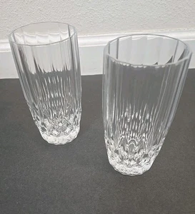 Two Cristal d'Arques Longchamp Crystal Ice Tea Flat Bottom Tumblers 10oz /5.5" - Picture 1 of 6