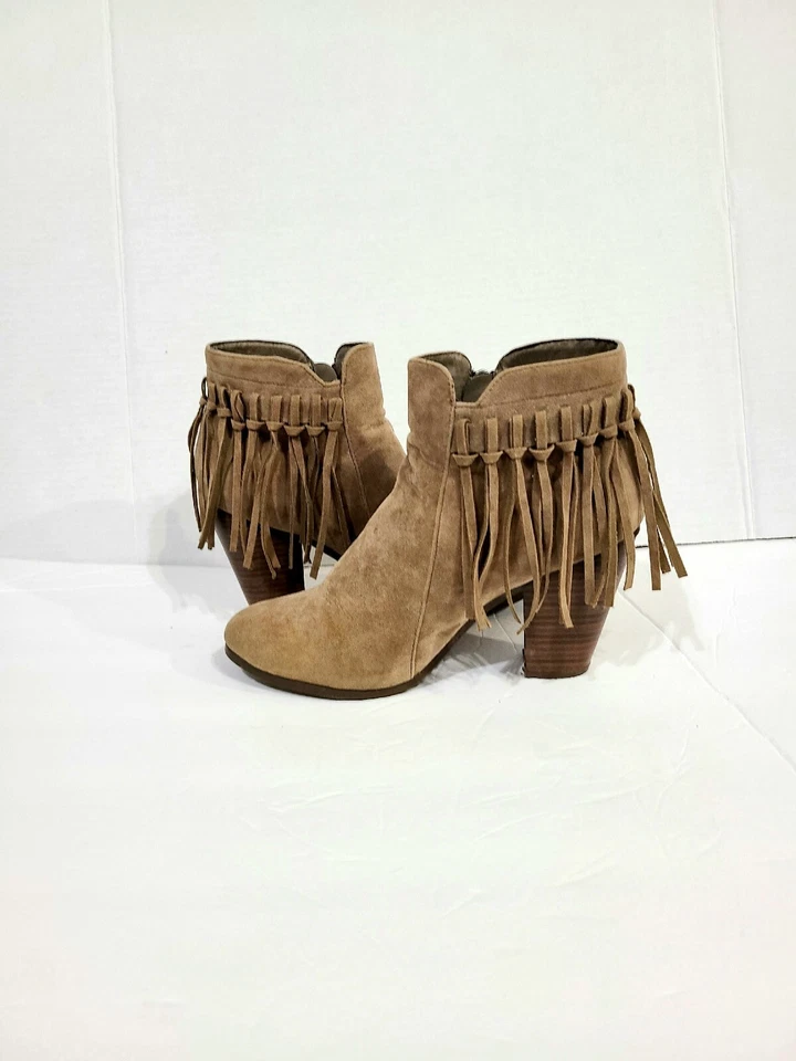 Breckelles Marrón Trenzado Flecos Western Tacón Alto Botines 8 Vaqueras ✨ Foto 1 de 4