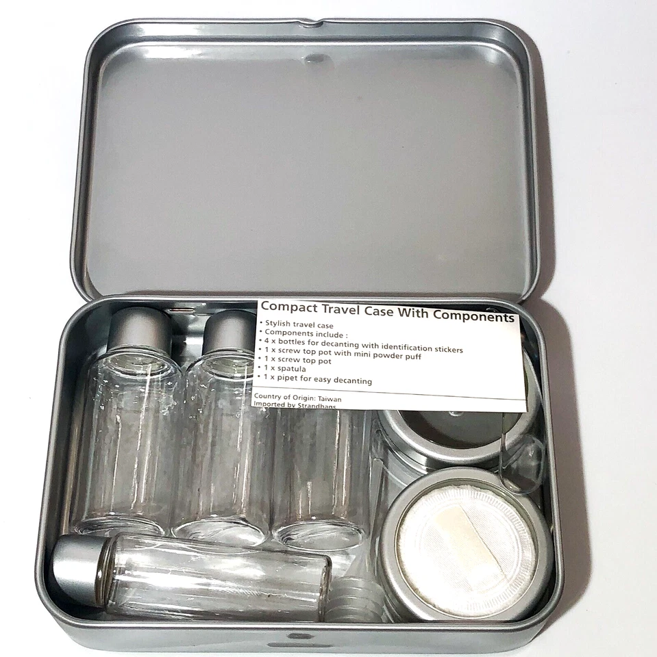 Small Compact Travellers Beauty Case Of Cosmetic Fillable Containers New - Image 1 of 3