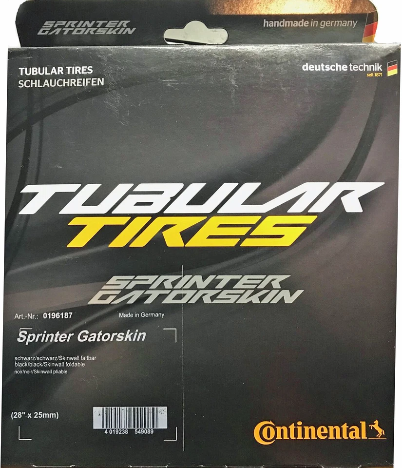 NEW CONTINENTAL SPRINTER GATORSKIN Tubular Tire: 700x25mm (700c/28") BLACK - Image 1 of 4