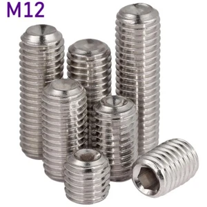 M12 x 1.75 Stainless Steel Grub Screws Cup Point Allen Socket Set Screws DIN 916 - Picture 1 of 16