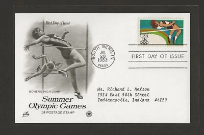 1983 US 13c Postage Stamp Summer Olympic Games Women’s High JumpFDC Scott #2051a - Image 1 of 2