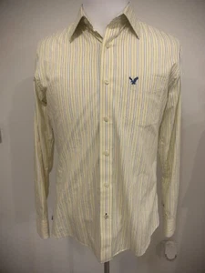 Camisa a rayas amarilla manga larga American Eagle Outfitters para hombre con botones M - Imagen 1 de 6