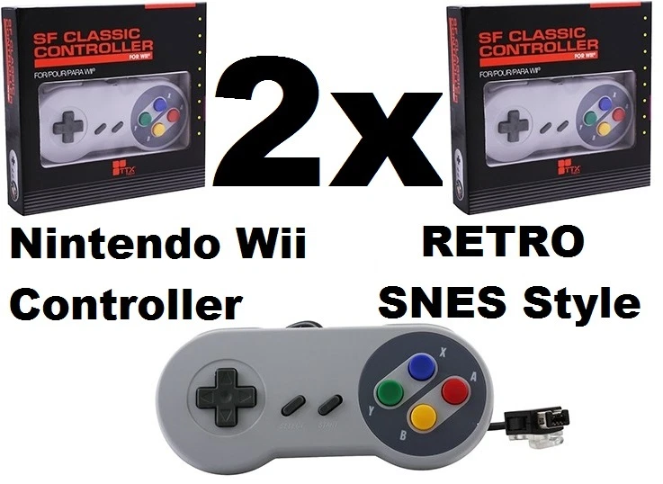 2x TTX Wii Controller RETRO SNES Style MODEL : NXW-761 (849172004276) - [F03] - Image 1 of 2
