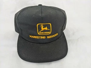 John Deere Snapback Hat Cap Black Marketing Services Made in USA - Picture 1 of 6