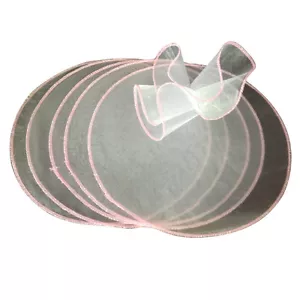 9 inch white organza circles 50 pcs pink edge candy favor wrap - Picture 1 of 1