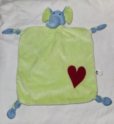 Manta de seguridad Jelly Kitten Jellycat Elephant Heart Lovey esquina nudo verde Foto 1 de 4